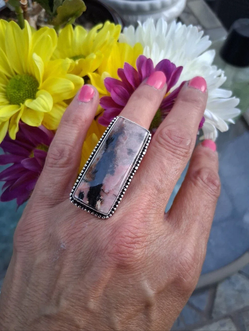 🩷Peruvian Pink Opal Sterling Silver Ring